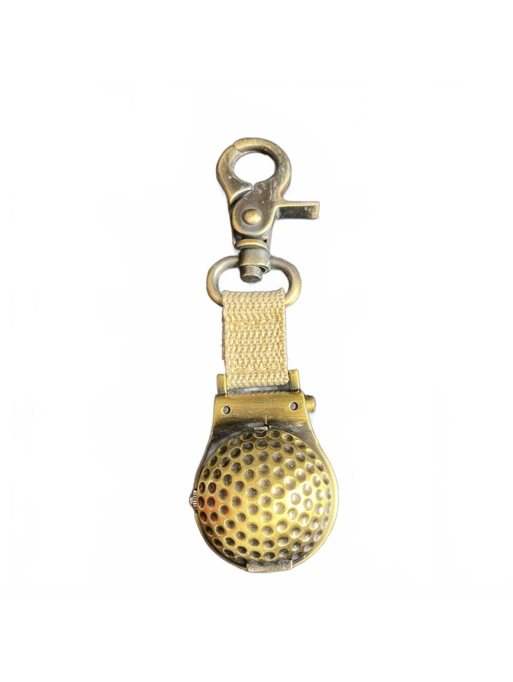 Vintage Brass Pocket Watch with Clip – Decorative Golf Style Accessory